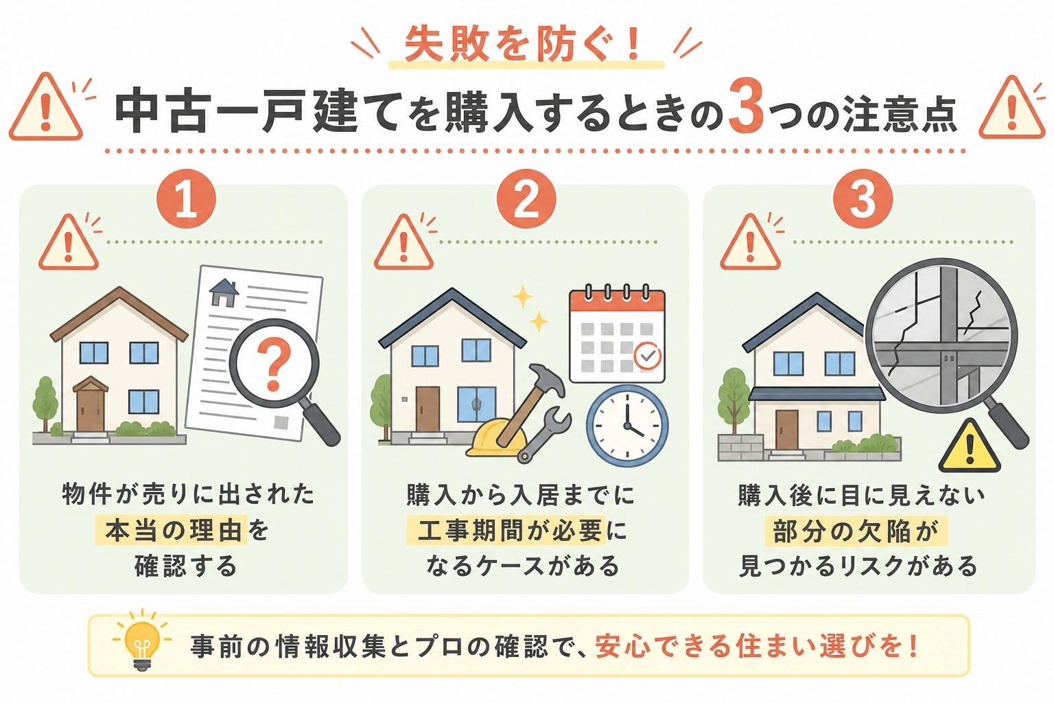 失敗を防ぐ！中古一戸建てを購入するときの3つの注意点