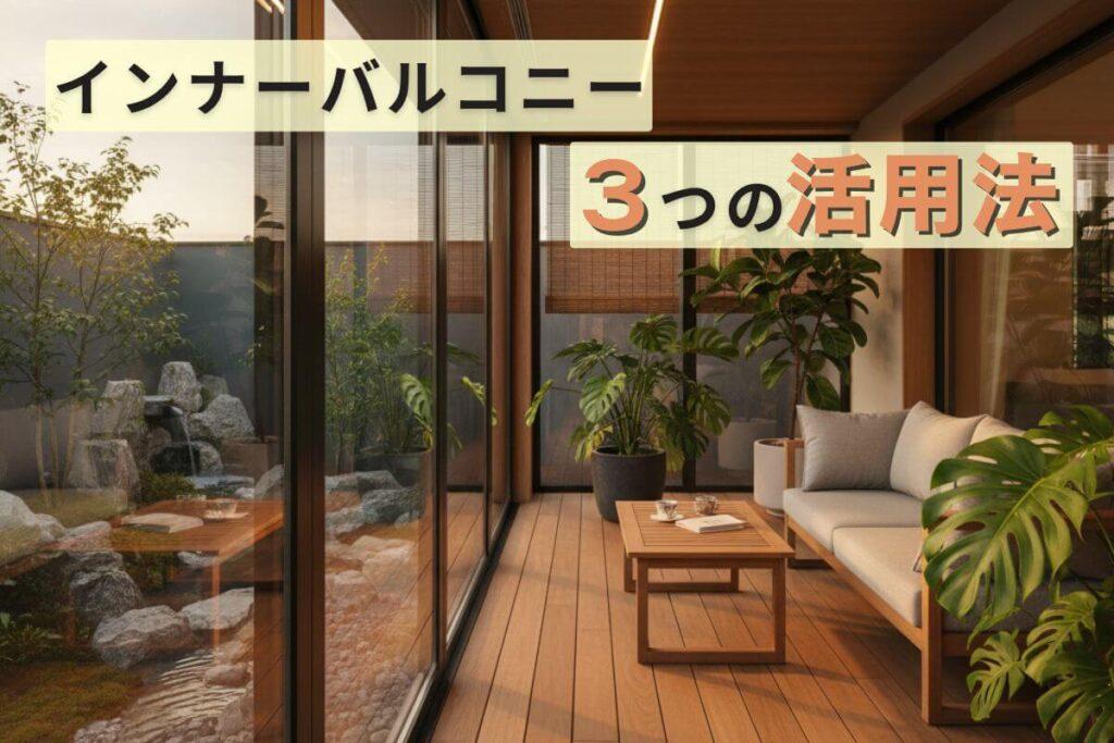 インナーバルコニーの3つの活用法(和風庭園とソファーのある窓付きインナーバルコニー)