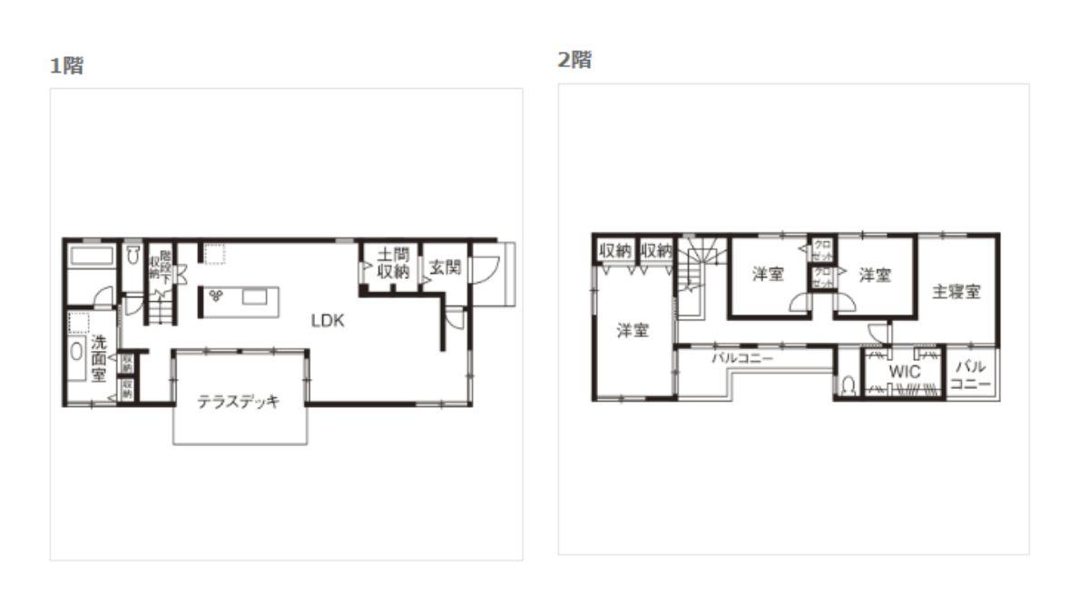 土間収納と賢い家事動線。中庭のあるシンプルモダンな白い家