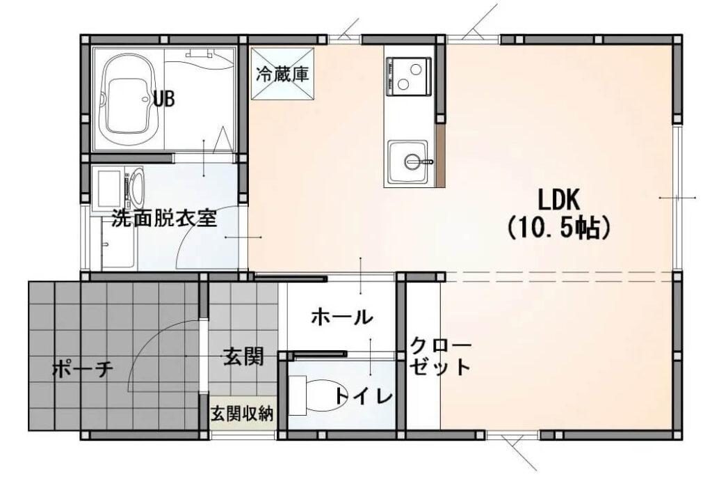 平屋ベースの500万円の家の間取り