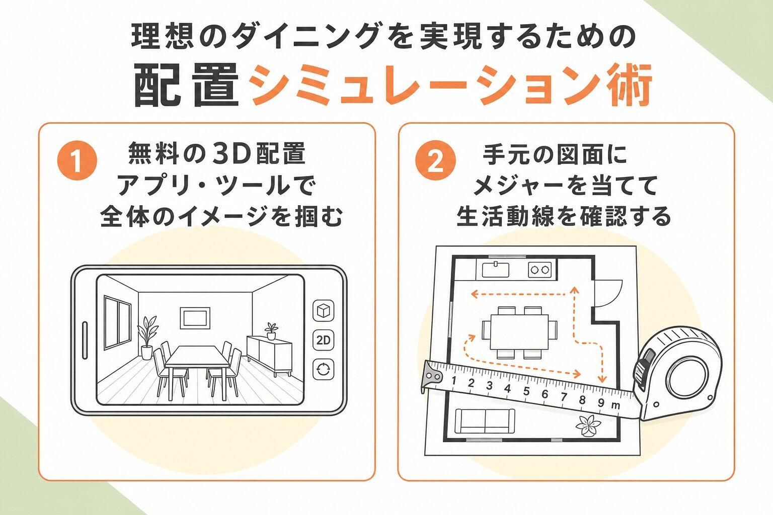理想のダイニングを実現するための配置シミュレーション術の図解