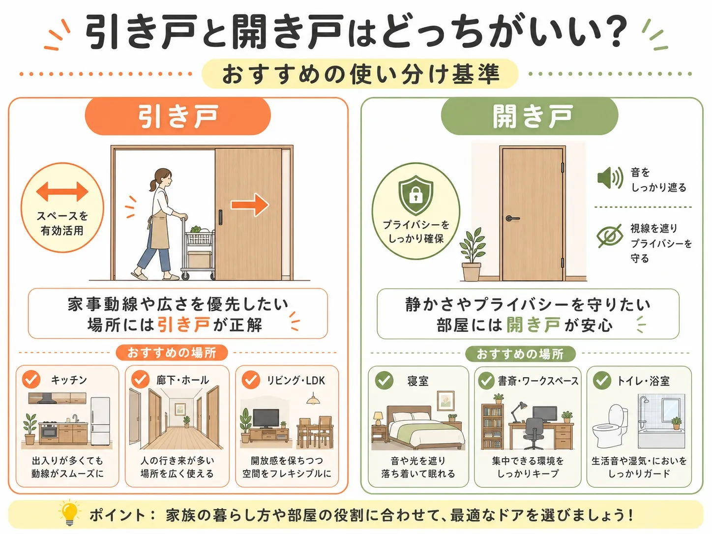 引き戸と開き戸はどっちがいい？おすすめの使い分け基準