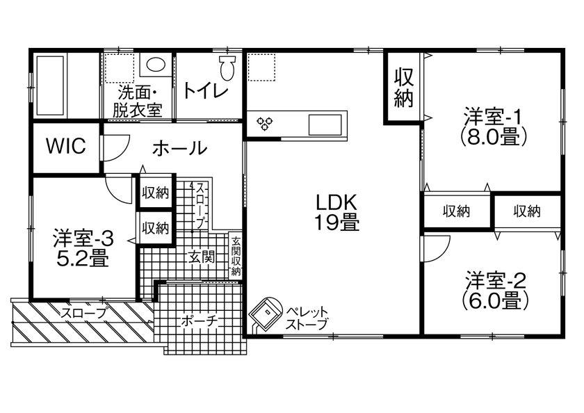 スロープや広いリビングで車椅子でも過ごしやすい間取り