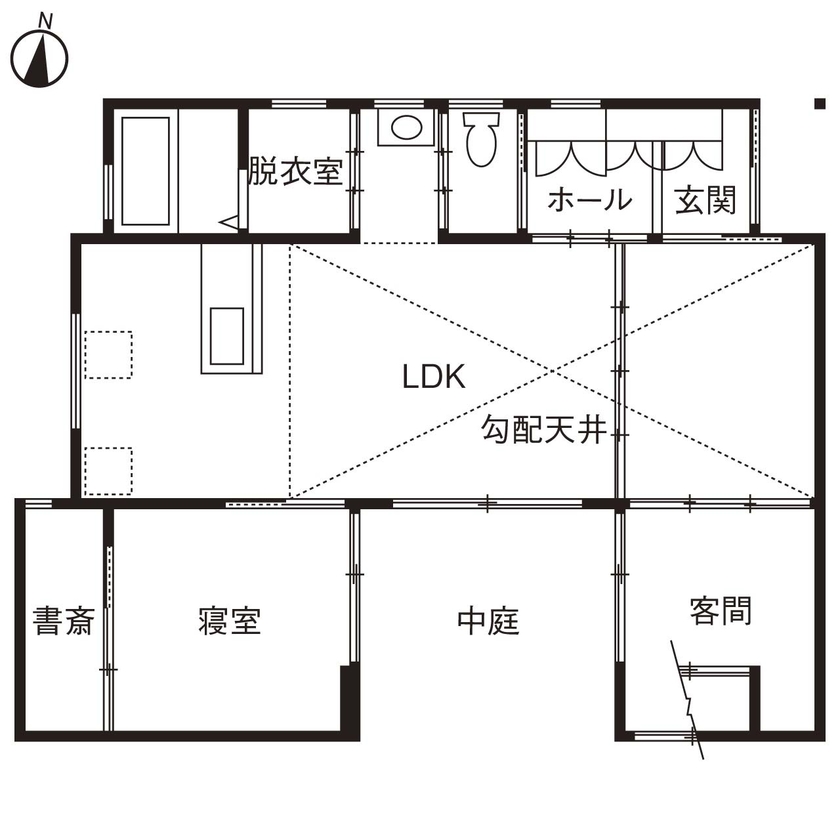 寝室とリビングを直結させた間取り