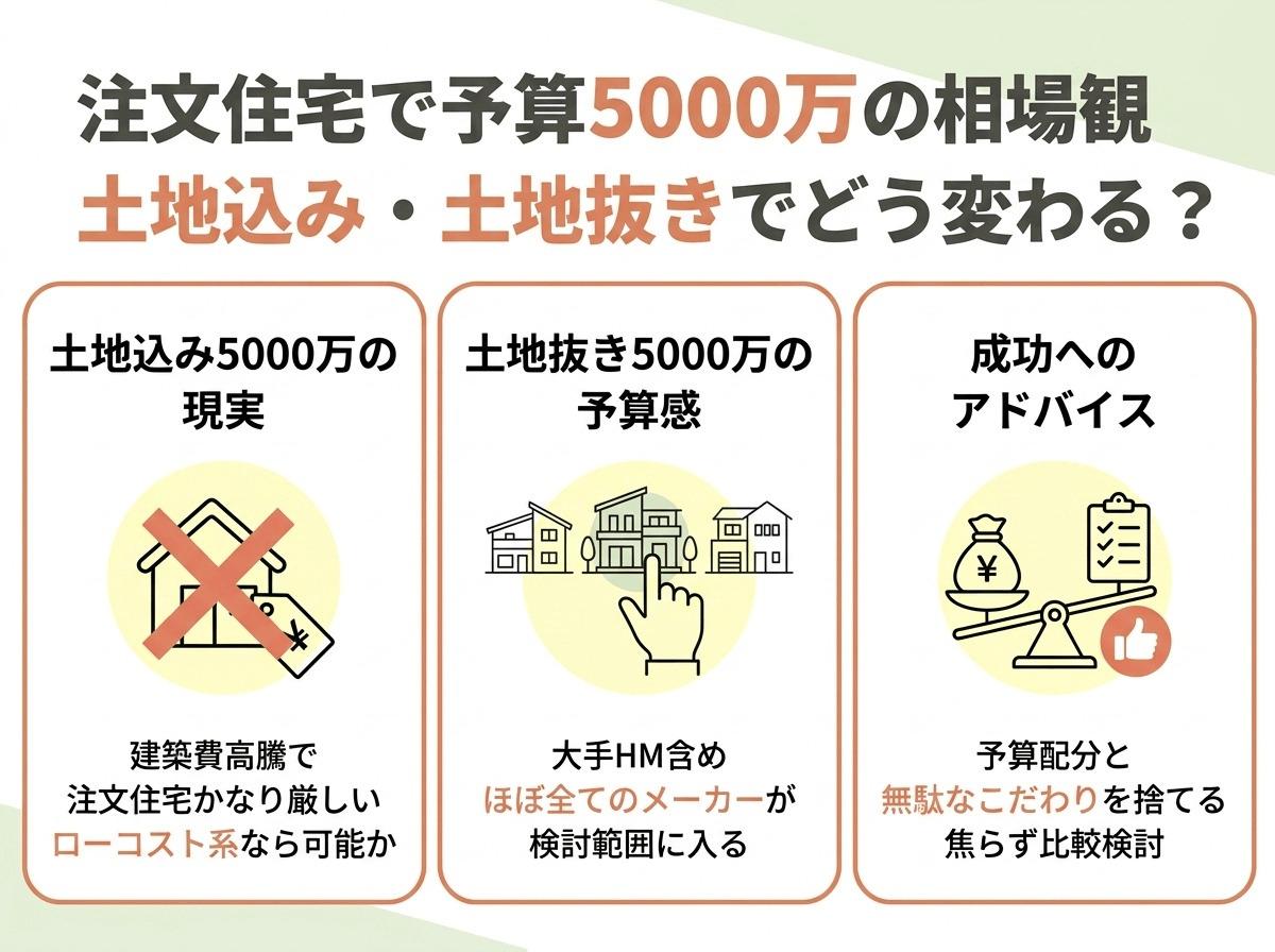 注文住宅5000万の家の土地抜き・土地込みの間取りは？2026年最新の相場観を徹底解説の図解