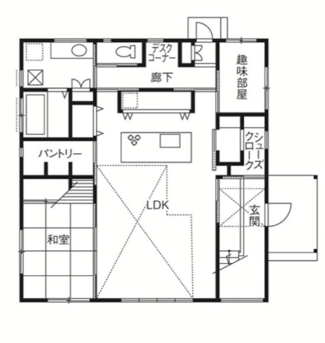 ビクトリーホーム 【2204万円/吹き抜け/間取り図 】可変性のある間取り。ライフスタイルや子どもの成長に寄り添う注文住宅の間取り図(4LDK)1階