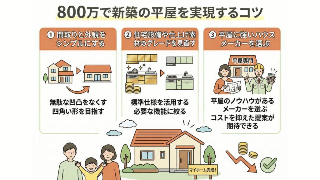 800万で新築平屋を建てるコツ