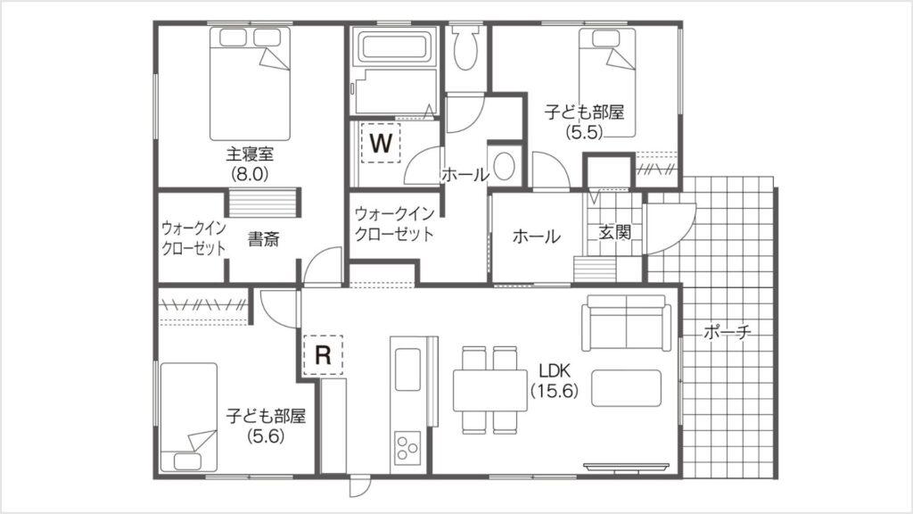 平屋3LDK間取り図