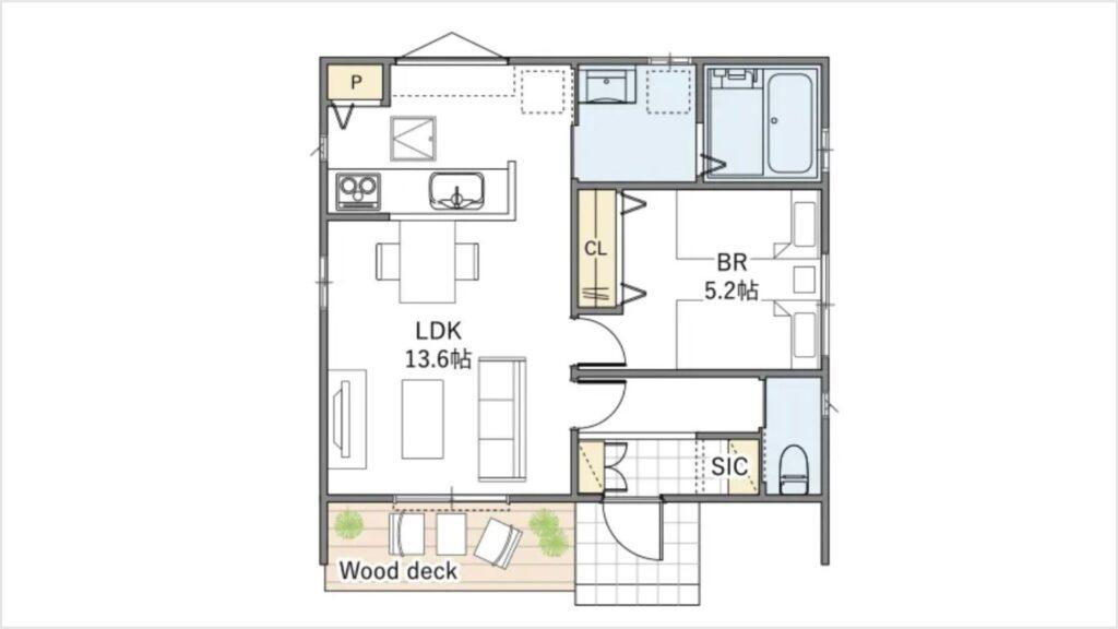平屋1LDK間取り図