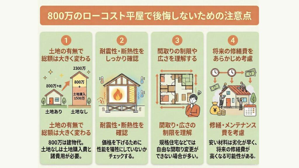 800万で平屋を建てる注意点