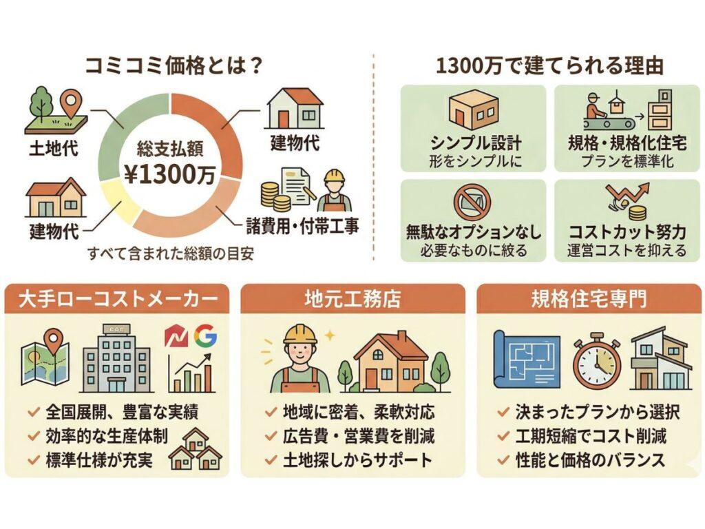 コミコミ1300万 ハウスメーカー