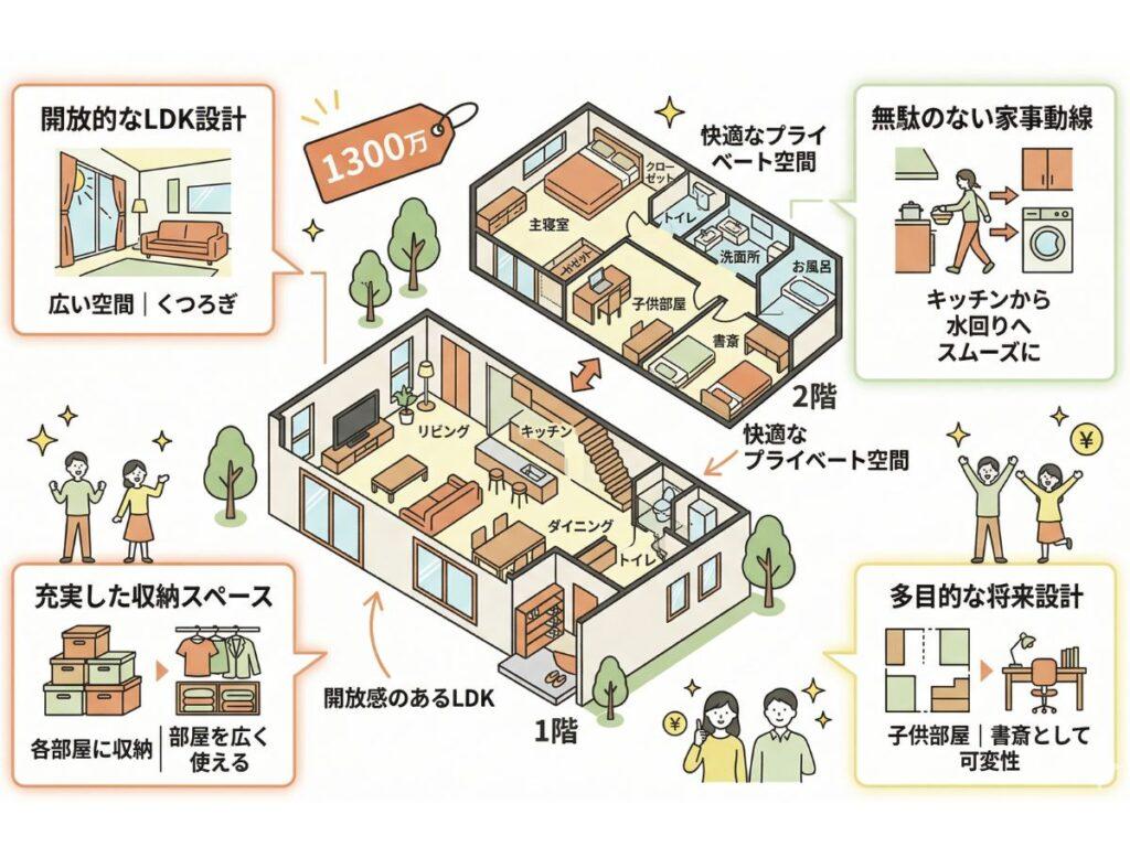 コミコミ1300万の家間取り事例
