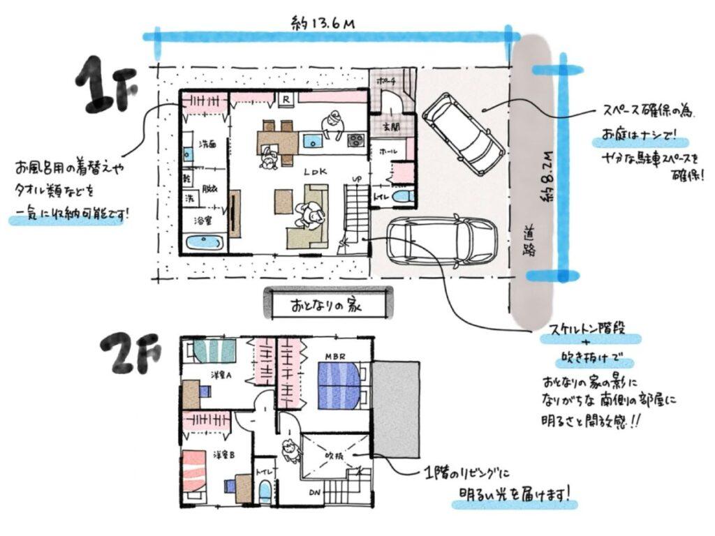 30坪2階洗面所直結