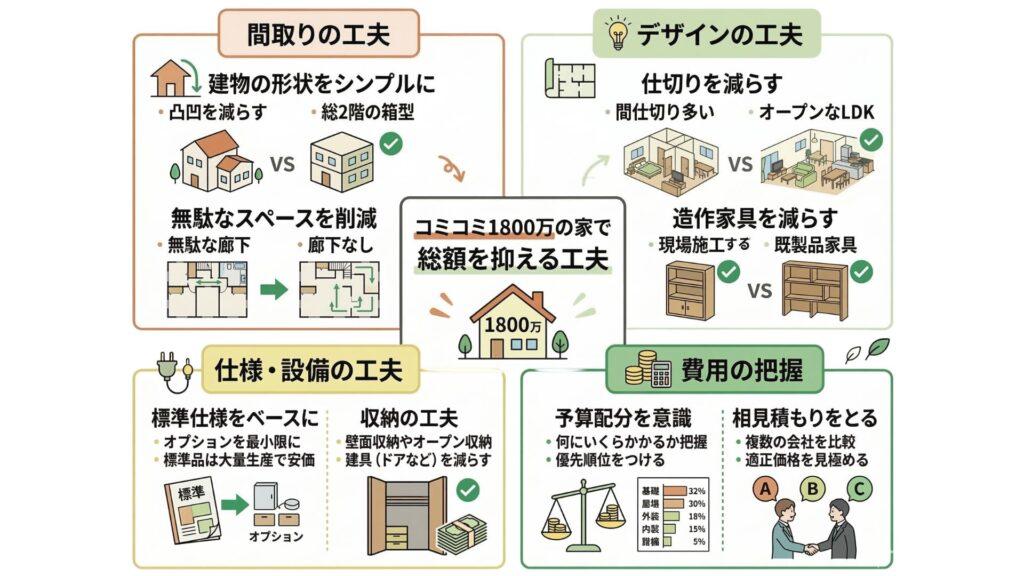 コミコミ1800万の家の費用を抑える工夫