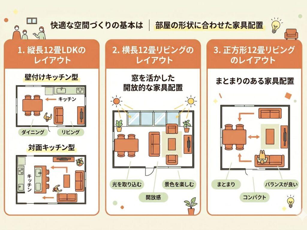 12畳リビングダイニングレイアウト